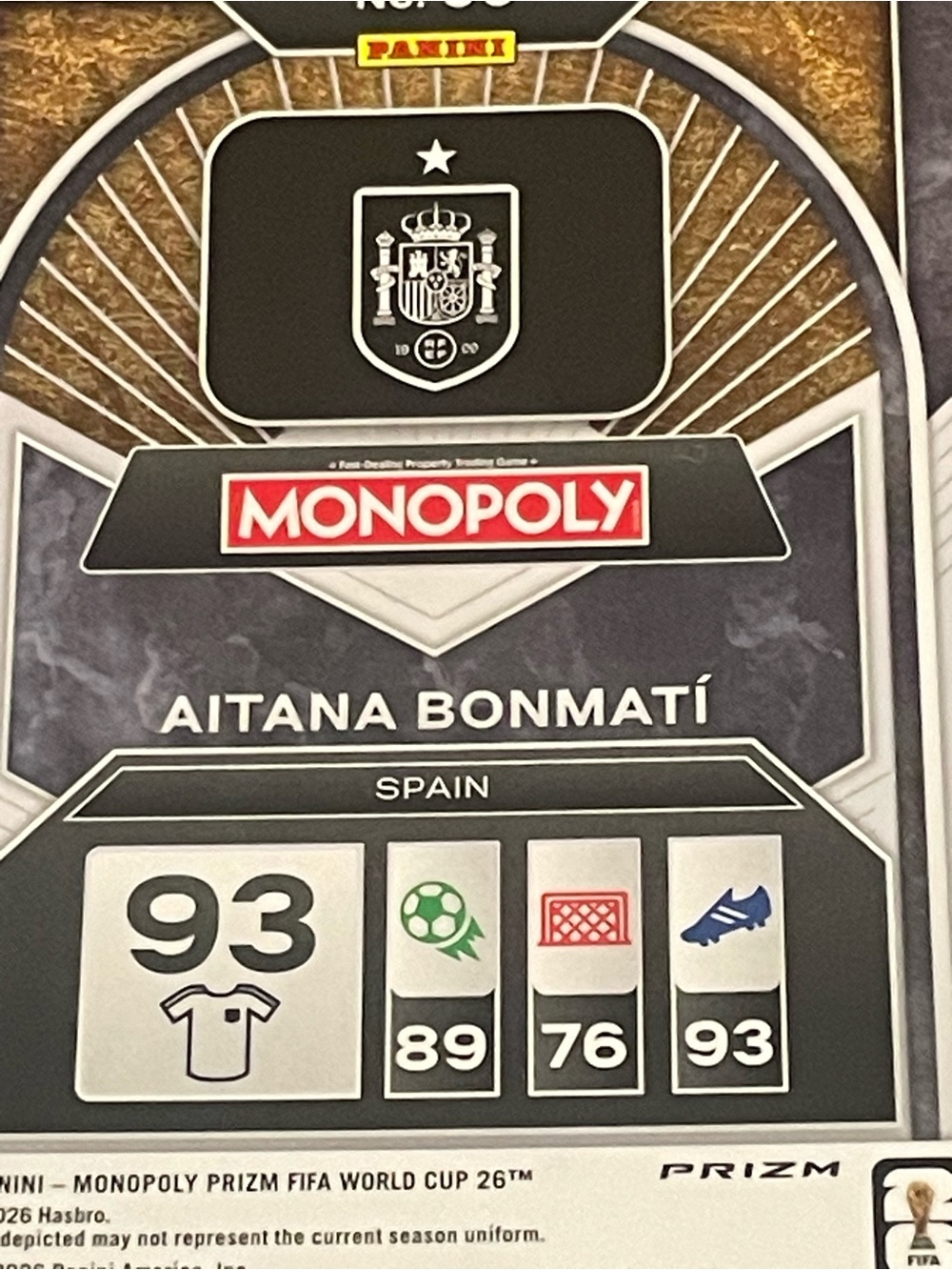 Panini 2026 Prizm Monopoly FIFA World Cup Aitana Bonmatí Spain #99 Green Wave - Picture 6 of 6